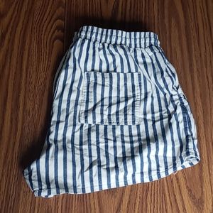 Blue + white striped shorts